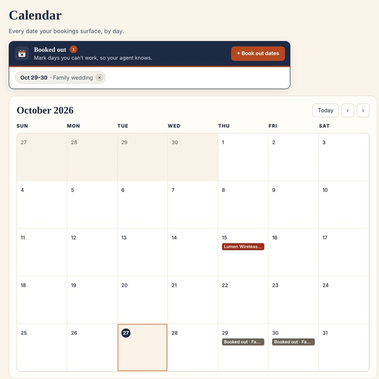 Booked out dates marked once